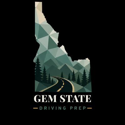 Gem State Driving Prep app icon: the outline of Idaho filled with a mountain road.