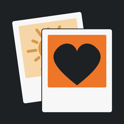 One Good Thing app icon: two polaroid photos, the front one showing a heart.